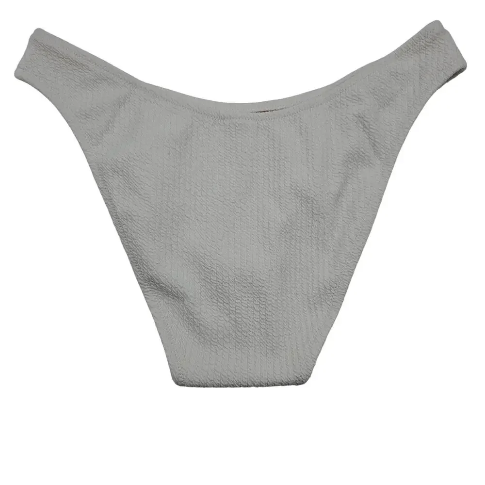 J, Crew Womans size L Curved Waist Cheeky Ribbed Bikini Bottom Ivory Cheeky NEW